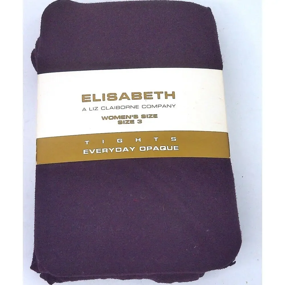 Vtg 1992 Elisabeth Liz Claiborne Everyday Opaque Tights Purple NOS New Size 3